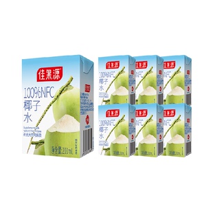 佳果源佳农旗下果汁100%NFC纯椰子水200ml*6盒补充天然电解质饮料