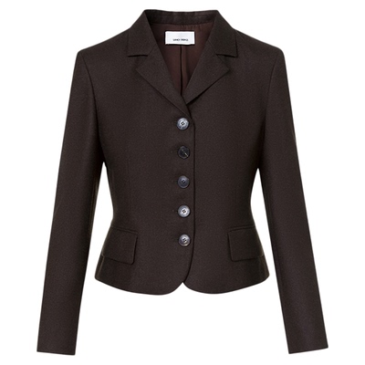 朗姿设计感绵羊毛西装短外套小翻领通勤风上衣2025年冬季新款