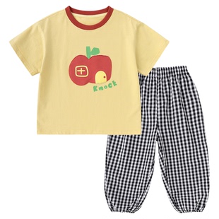 嘟嘟家儿童套装夏季男童短袖裤子女童薄款T恤长裤宝宝童装新款夏