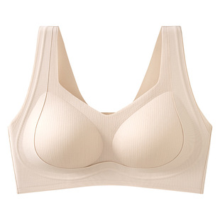 1057背心款艾草精油宽肩带大码内衣女果冻提拉无痕肥胖妈妈固定杯