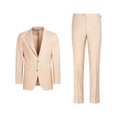 SUITSUPPLY西服浅粉色羊毛混纺身型男士西装套装休闲