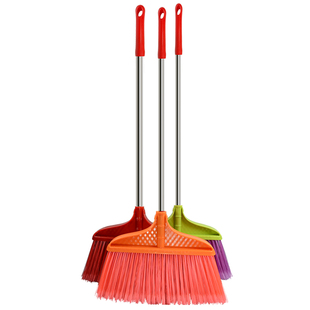 不锈钢杆大号扫帚120单个硬毛软毛扫把家用物业不弯腰加长柄笤帚