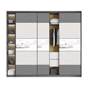 衣柜门推拉门定制北欧现代简约耐磨实木移门定做卧室衣橱柜门定做