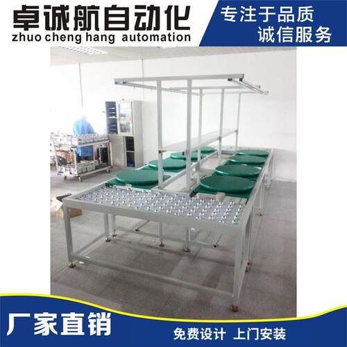 厂家直销 手推工装板组装线  双边循环式来福轮生产线 滚筒线