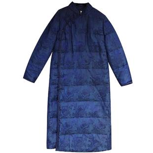 清平调 真丝香云纱羽绒服中式冬季旗袍白鹅绒立领过膝女新款外套