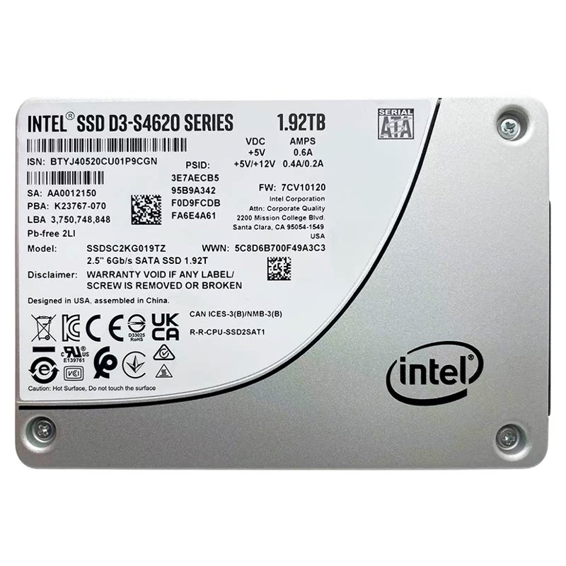 Intel/英特尔D3-S4620 480G 960G 1.92T 3.84T企业级SATA固态硬盘
