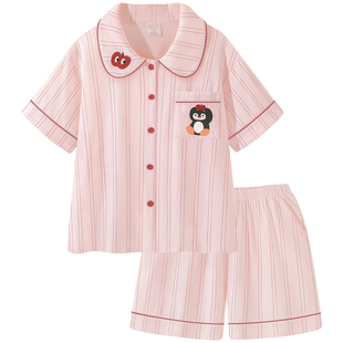 Pinksea睡衣女款2026新款夏季凉感纯棉短袖家居服甜美粉色套装女
