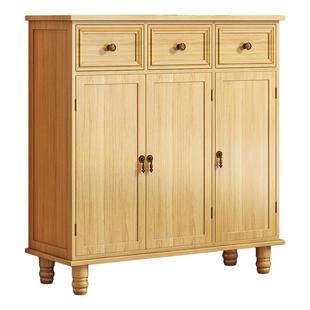 实木鞋柜简约现代家用门厅柜百叶门透气多层收纳大容量进门玄关柜