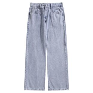 BOYUE帛跃学院风宽松纯色直筒牛仔裤男日系cityboy休闲百搭阔腿裤