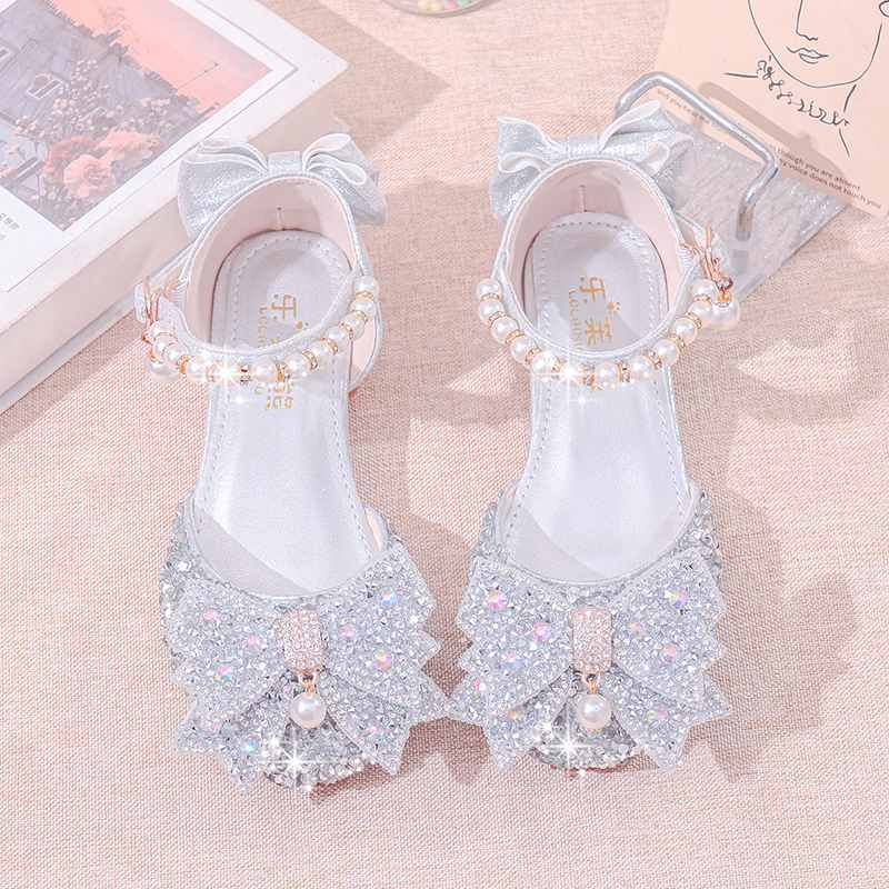 女童皮鞋夏季儿童水晶公主鞋女孩走秀钢琴晚礼服高跟鞋舞台演出鞋