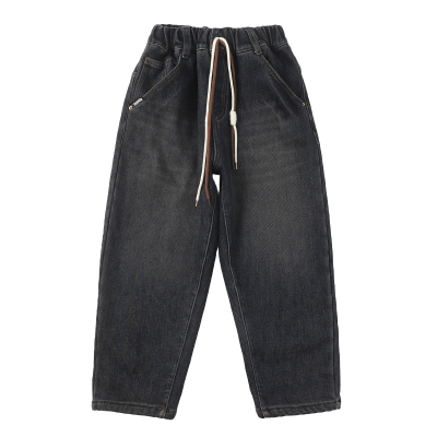 冬天男童加绒牛仔裤中大童一体绒保暖长裤加厚宽松长裤棉裤中大童