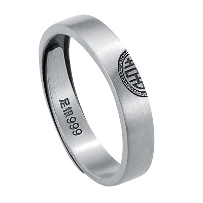 顺钦银楼银戒指纯银古风