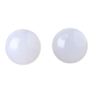 和田玉羊脂白diy耳钉半孔珠子半孔白玉散珠单颗玉圆珠耳环配珠