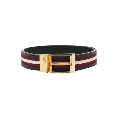 【自营】Bally/巴利新品男士经典标识条纹织带休闲百搭皮带腰带