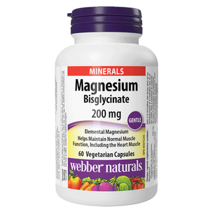 WebberNaturals伟博天然双甘氨酸镁200mg促睡眠舒缓情绪胶囊60粒