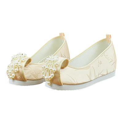 串珠汉服鞋锦袍仙圆头珠花