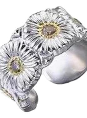 fever权志龙同款雏菊花朵银色戒指男女嘻哈流行个性高级指环高街