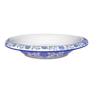 复古青花瓷中式汤碗反口正德碗商用陶瓷浅碗汤盘干锅龙虾盆釉下彩