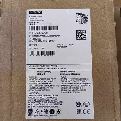 议价3RT2036-1AP04 西门子交流接触器 230VAC 3P 50A 3RT20361AP0