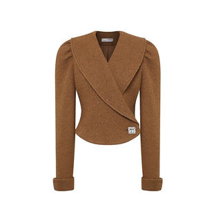 Maison Wester冬季时尚波嬉风复古收腰外套短裤套装可露丽穿搭