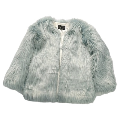 超美~蓝色皮草狐狸毛外套中长厚