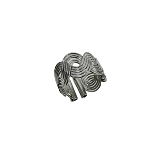 atmshop韩系ins冷淡风个性线条麻花缠绕珠珠戒指食指戒开口可调节