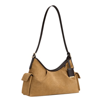 CHARLES&KEITH仿麂皮单肩腋下包