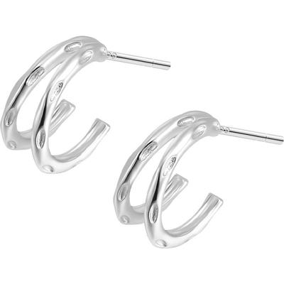 999纯银简约双层圆环耳环女