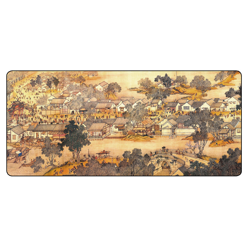 中国风电脑鼠标垫超大号复古诗词画宫廷国潮长款耐脏家居桌垫定制