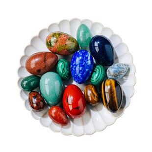 天然粉白紫水晶青金石虎眼石东陵玉鸡蛋原石摆件手把件鱼缸造景