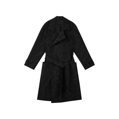 哑光麂皮感PU皮风衣外套