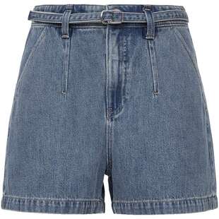 ONLY2026春季新款丹宁风A摆实用斜插口袋腰带高腰短裤牛仔裤女