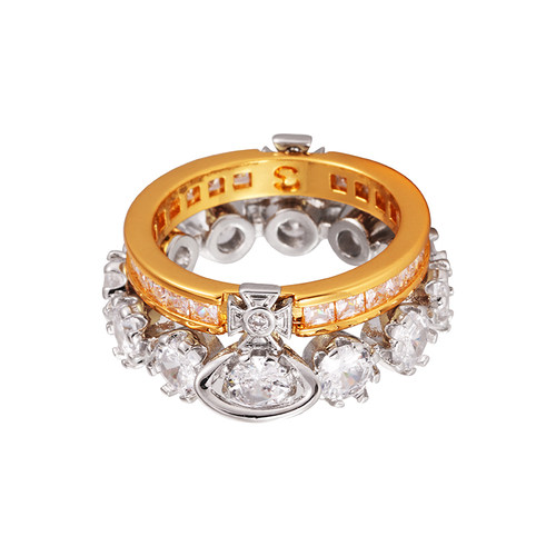 金银拼色土星西太后叠戴戒指女轻奢高级感新款个性小众设计食指环