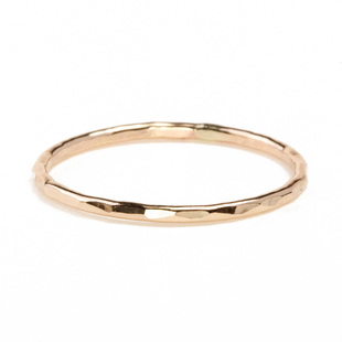 14K包金切面尾戒小指女 素圈戒指简约冷淡风 欧美ins纤细单身戒指