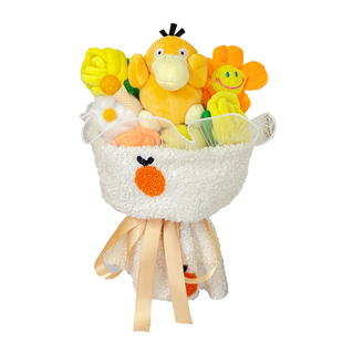 可爱鸭卡通玩偶干花永生花束儿童闺蜜生日毕业送女友情人节日礼物