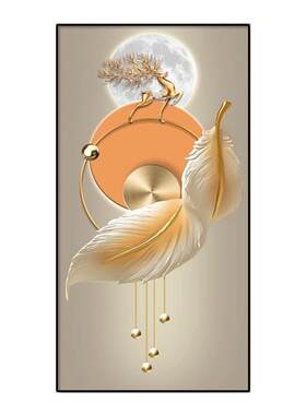 轻奢羽毛玄关装饰画走廊过道挂画