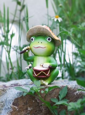 跨境新品青蛙摆件田园风桌面家居装饰动物客厅庭院花园树脂工艺品