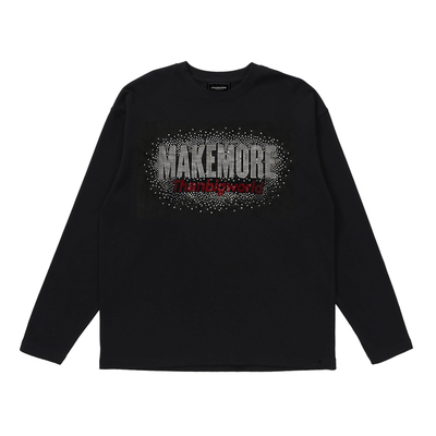 Makemore美式彩虹烫钻长袖上衣男
