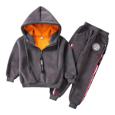 男童加绒冬季卫衣两件套童装