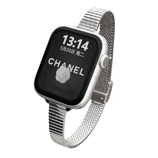 适用applewatch表带创意小蛮腰金属s10苹果手表s10表带ultra3小众iwatchse3手表链s8运动s7高级感s6小众