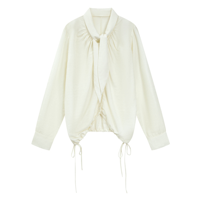 复古铜氨天丝波点系带衬衣