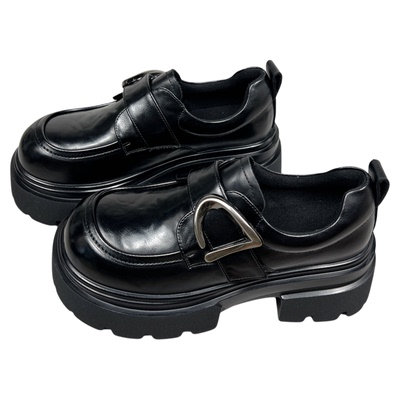 真皮松糕厚底乐福鞋女2025冬