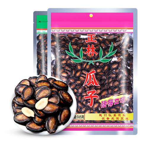 正林西瓜子话梅味中片黑瓜子3A袋装休闲零食年货特产315g*1袋