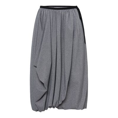 REINEREN任茜设计师款2026春季新款银灰色解构式针织纽结花苞半裙