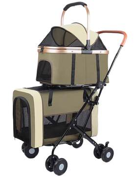 uppe双层分离宠物推车用品猫咪犬狗狗外出手推车一轻便可折叠拆分