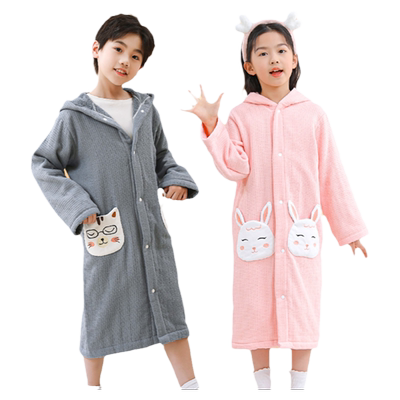 秋冬A类纯棉毛圈料儿童浴巾浴袍