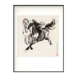 荣宝斋装饰画玄关徐悲鸿复刻画新中式简约卧室客厅餐厅背景墙挂画