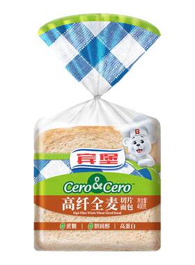 Bimbo宾堡高纤维全麦厚切片面包儿童早餐零食品粗粮吐司片三明治