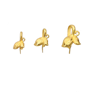 正品18k金扣头金叶子款翡翠吊坠和田玉Au750小佛公挂件金扣头配件