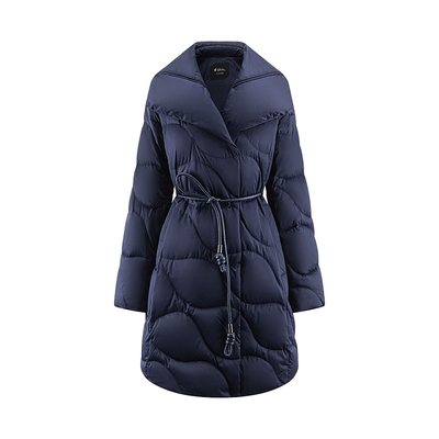 艾莱依新款大翻领羽绒服收腰显瘦